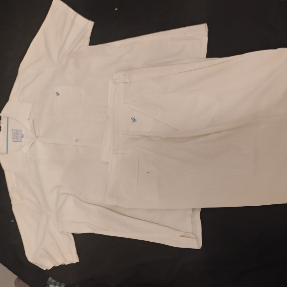 Men's Cream Short Sleeve Shirt and Pants Set